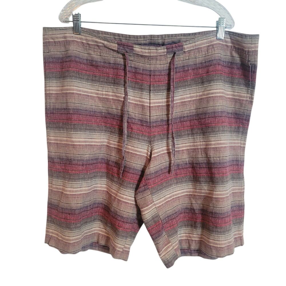 Prana Hemp Drawstring Board Shorts Men's Size XXL Colorful Stripes Beach Casual